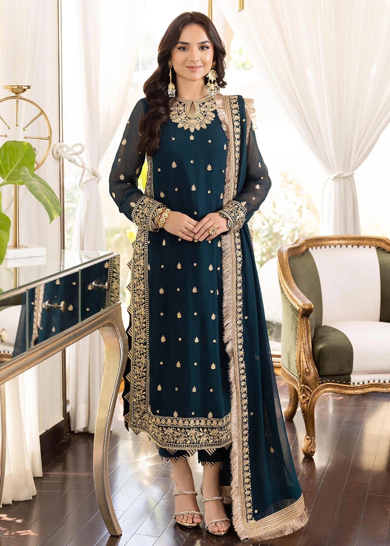 Chiffon clearance embroidered suits