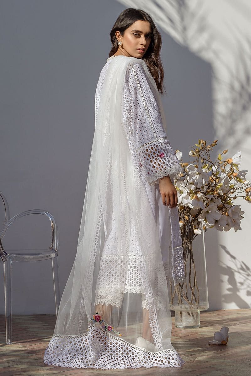 PURE LAWN SHIRT WITH EMBROIDERED NET DUPATTA - Unstitched