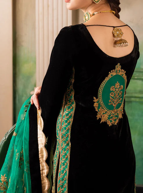 Heavy Embroidered Velvet 3-Piece Suit - Unstitched