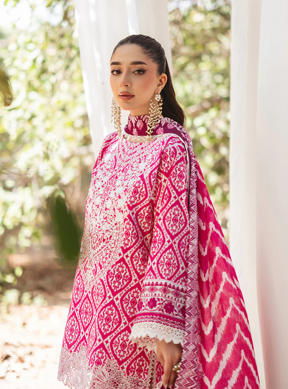 3 Piece Embroidered Lawn Suit with Chiffon Dupatta - Unstitched