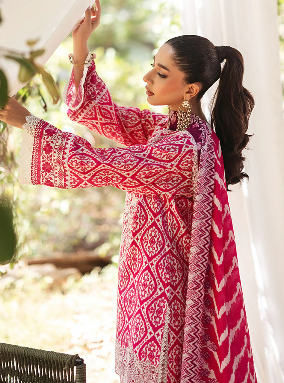 3 Piece Embroidered Lawn Suit with Chiffon Dupatta - Unstitched