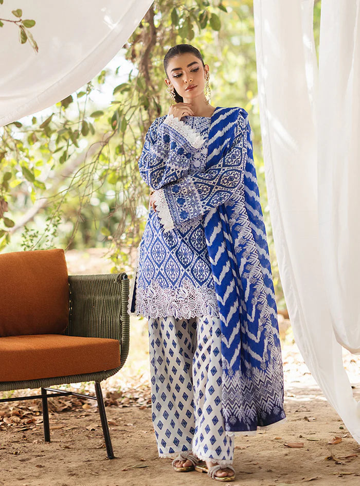 3 Piece Embroidered Lawn Suit with Chiffon Dupatta - Unstitched