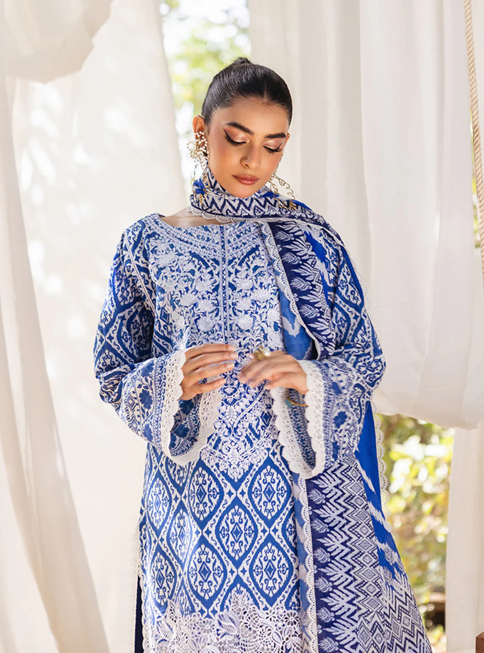 3 Piece Embroidered Lawn Suit with Chiffon Dupatta - Unstitched