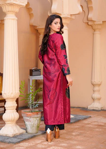 3 Pc Digital Printed Silk Suit with Embroidery Gala & Stonework - Unstitched