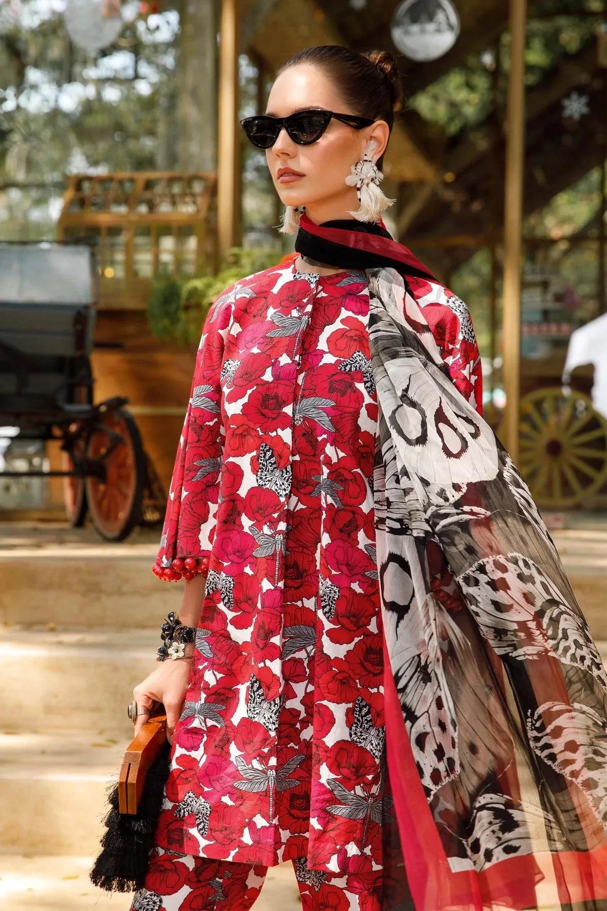 3 Piece Digital Printed Lawn Suit With Silk Dupatta - Unstitched