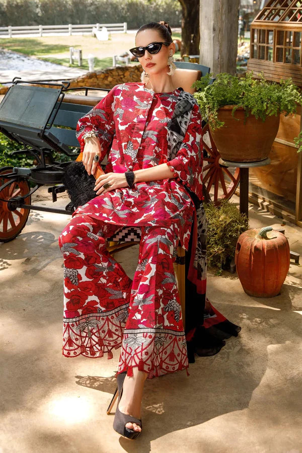 3 Piece Digital Printed Lawn Suit With Silk Dupatta - Unstitched