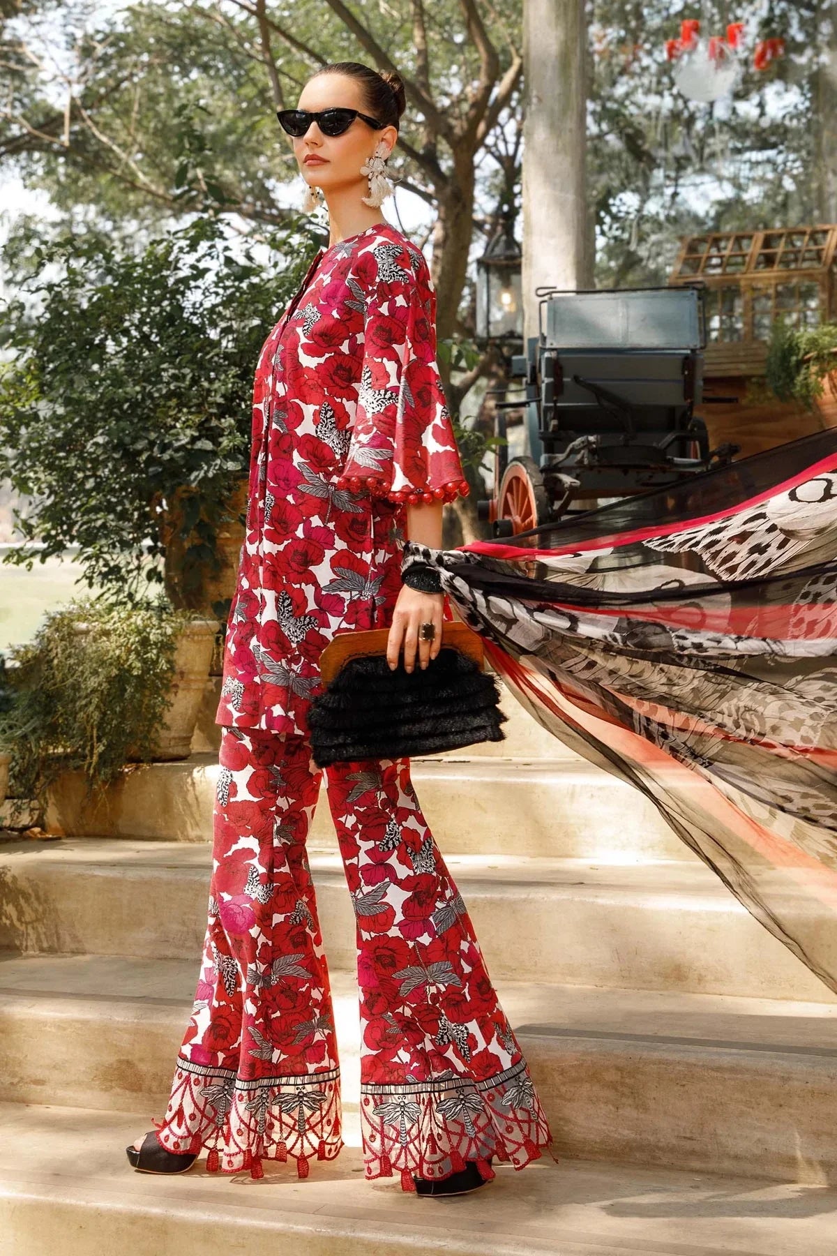 3 Piece Digital Printed Lawn Suit With Silk Dupatta - Unstitched