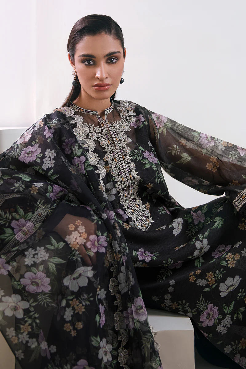 3 Piece Embroidered Lawn Suit with Khaddi Net Dupatta - Unstitched