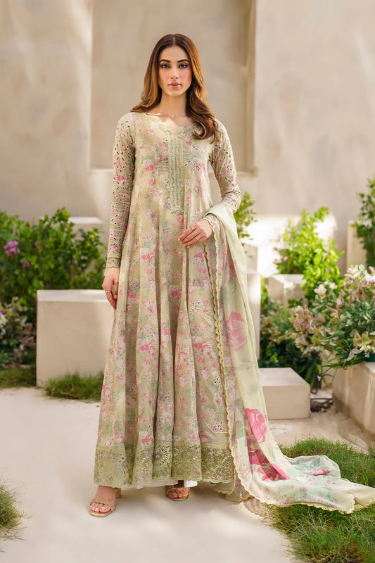 3 Piece Embroidered Printed Lawn Suit with Chiffon Dupatta - Unstitched