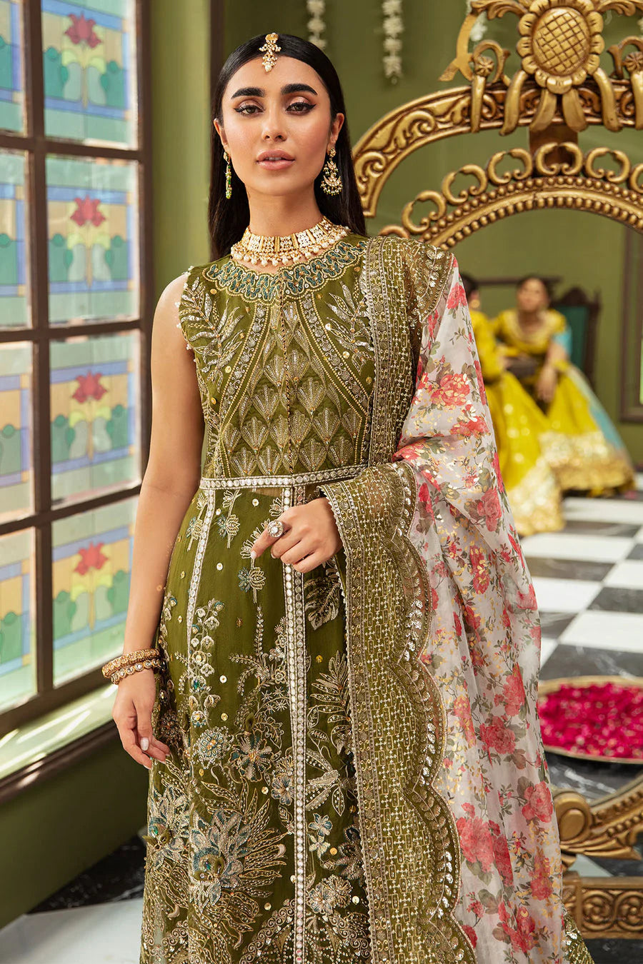 3 Piece Heavy Embroidered Organza Suit - Unstitched