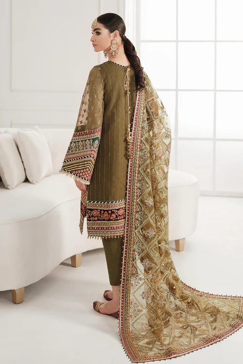 3 Piece Chiffon Fully Heavy Embroidered Spangle Work Suit - Unstitched