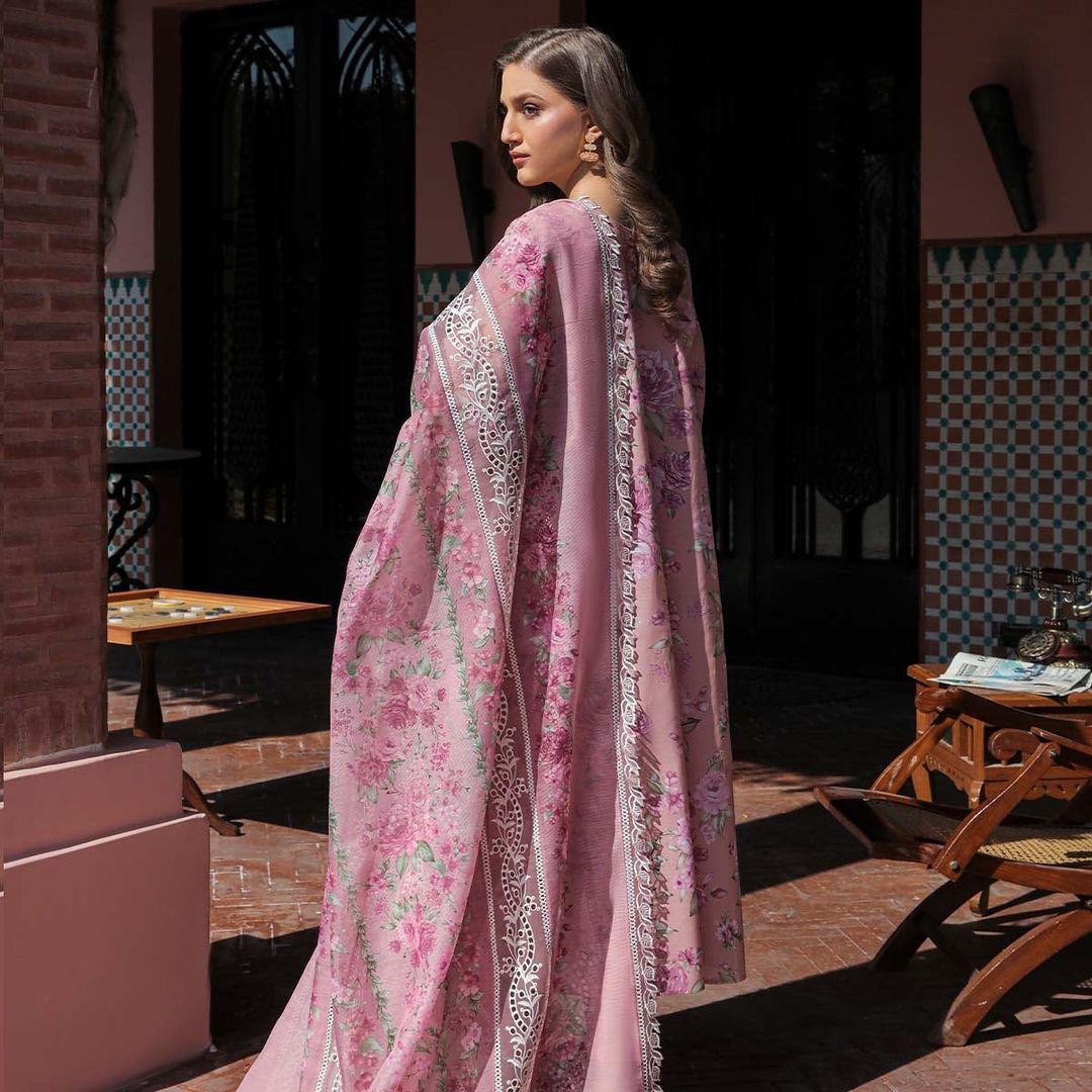 3 Piece Lawn Suit with Khaddi Net Dupatta - Unstitched