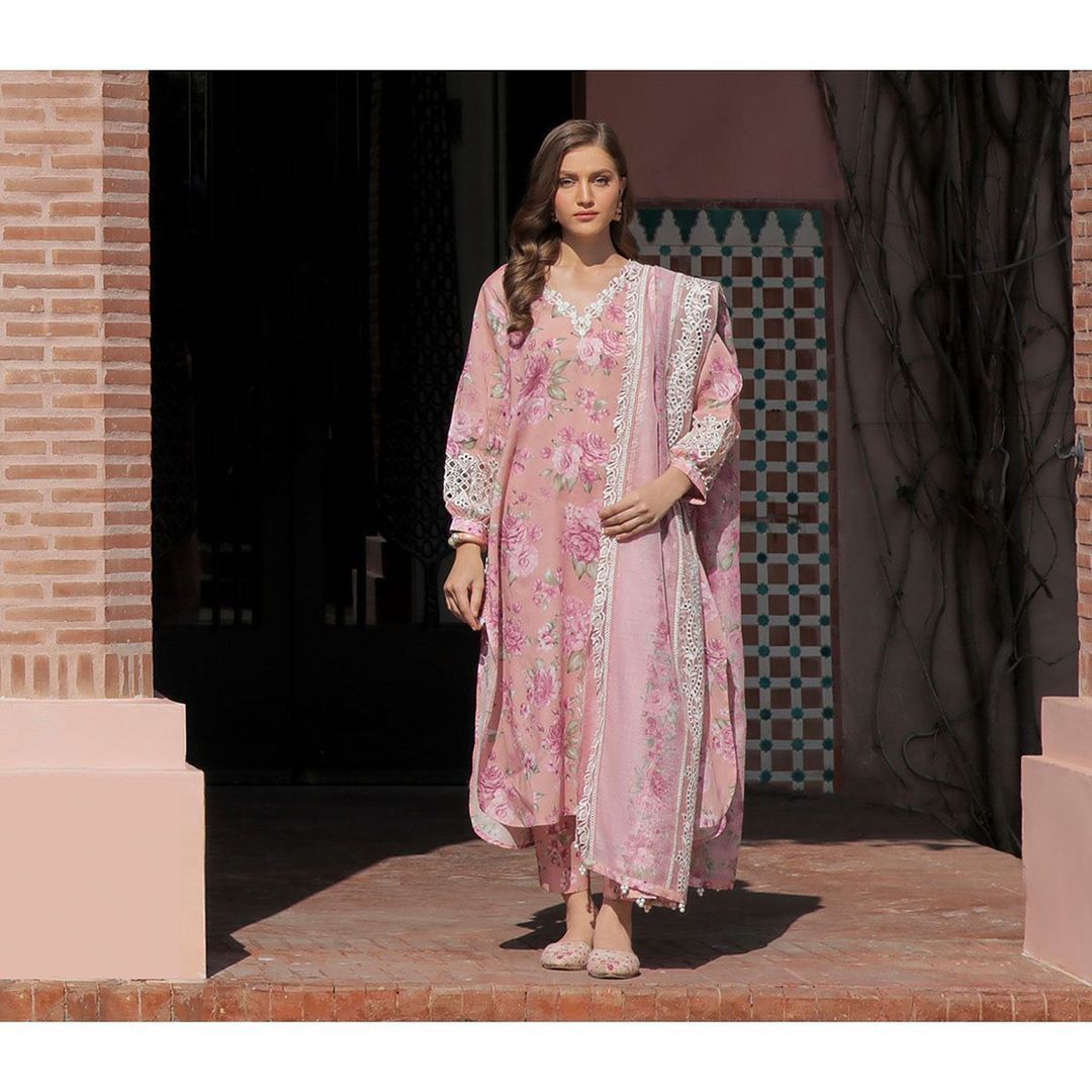 3 Piece Lawn Suit with Khaddi Net Dupatta - Unstitched