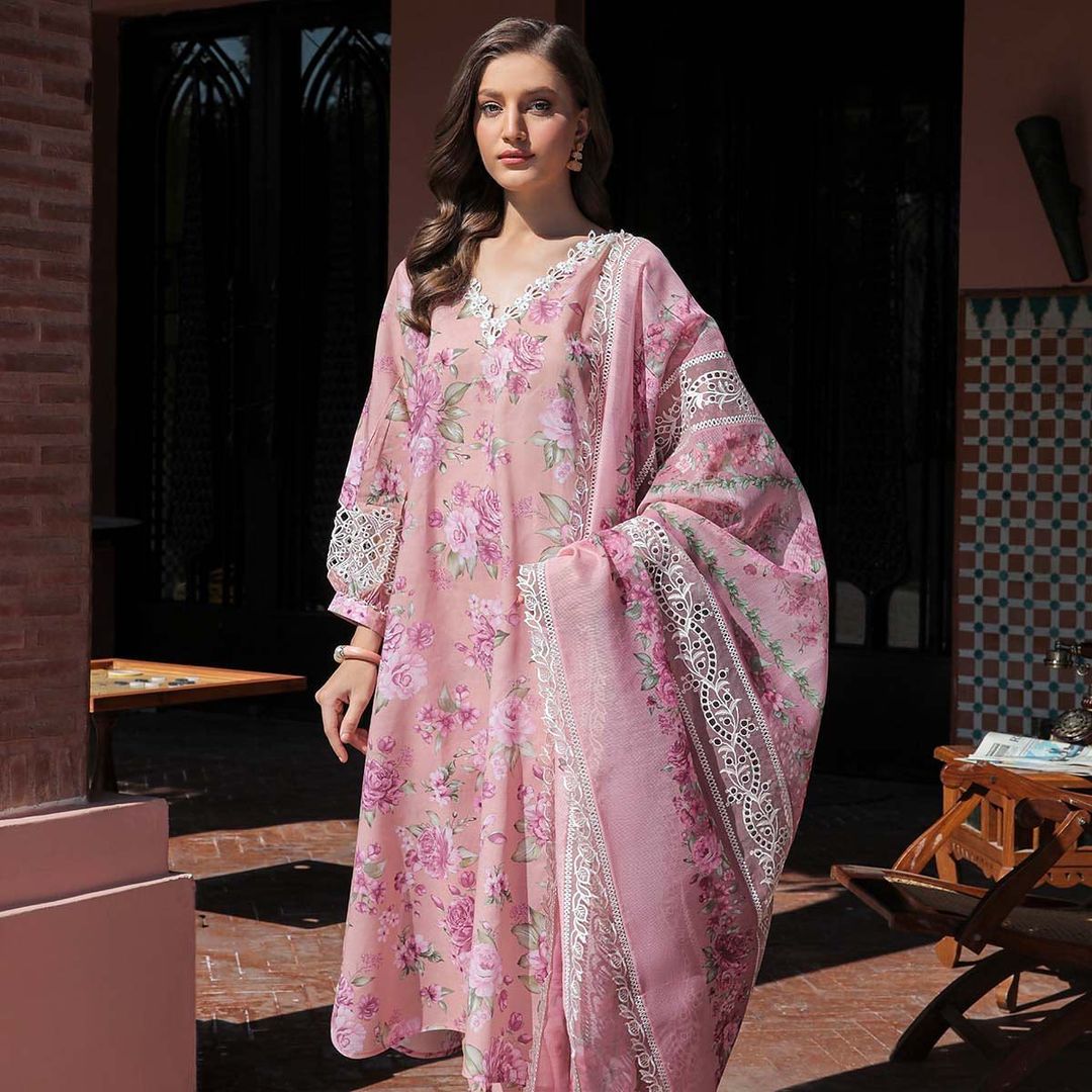 3 Piece Lawn Suit with Khaddi Net Dupatta - Unstitched