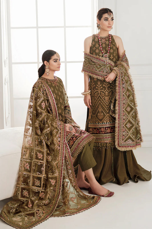 3 Piece Chiffon Fully Heavy Embroidered Spangle Work Suit - Unstitched