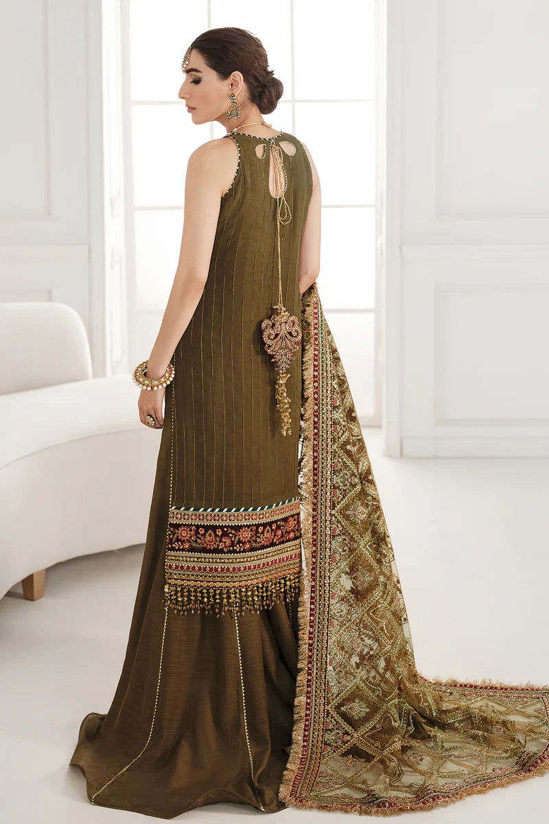 3 Piece Chiffon Fully Heavy Embroidered Spangle Work Suit - Unstitched