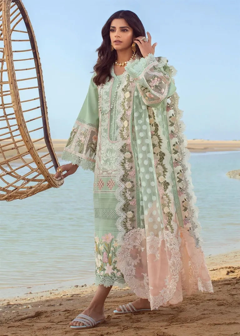 3 Piece Heavy Embroidery Chikankari Lawn Suit with Jacquard Dupatta - Unstitched