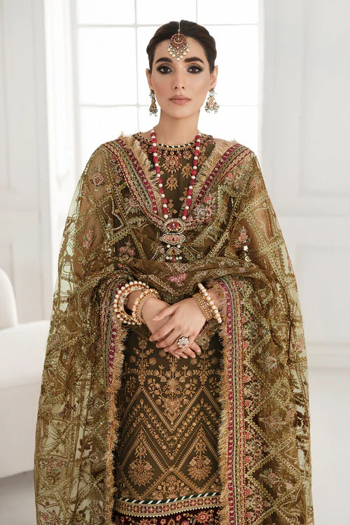 3 Piece Chiffon Fully Heavy Embroidered Spangle Work Suit - Unstitched