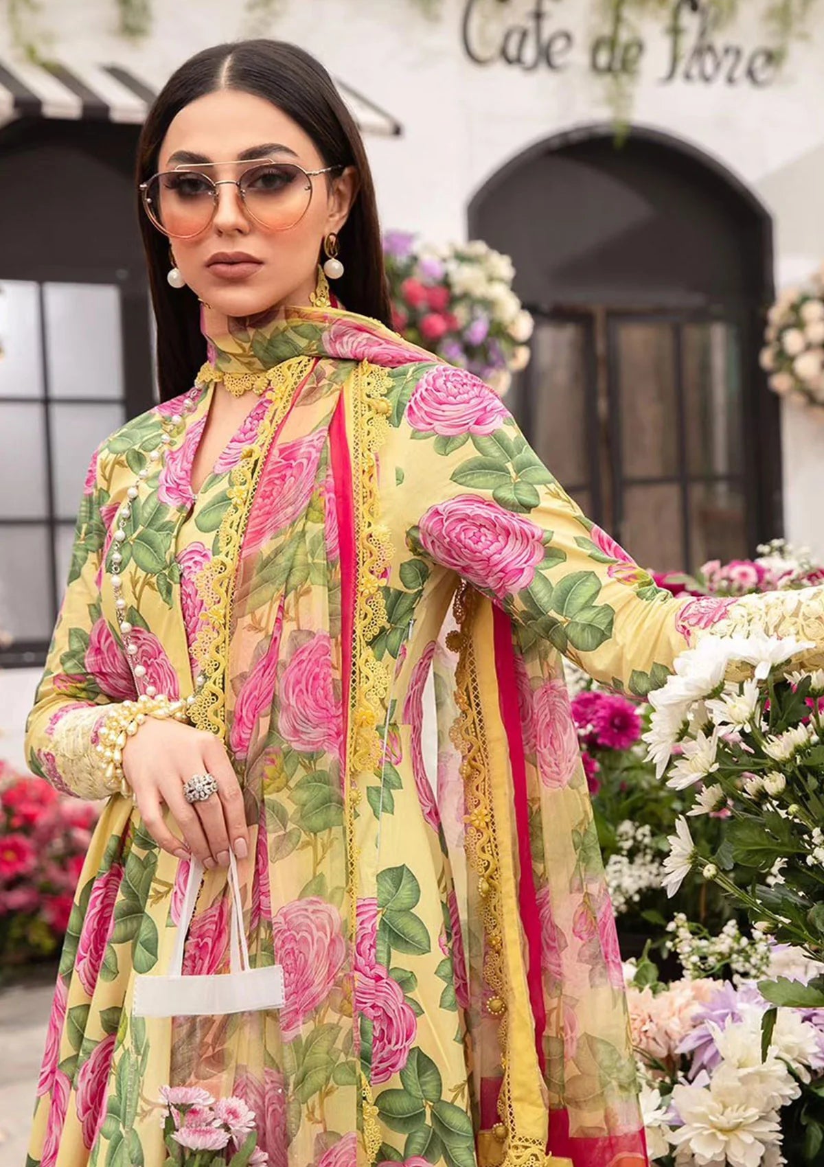 3 Piece Digital Printed And Embroidery Suit With Chiffon Dupatta - Unstitched