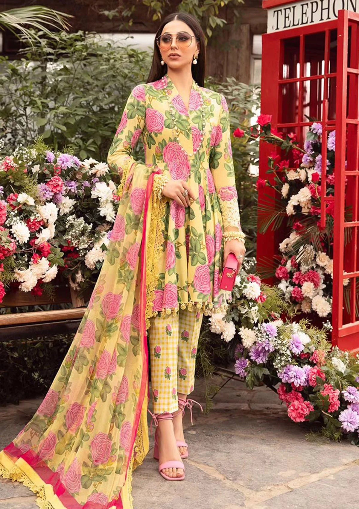 3 Piece Digital Printed And Embroidery Suit With Chiffon Dupatta - Unstitched