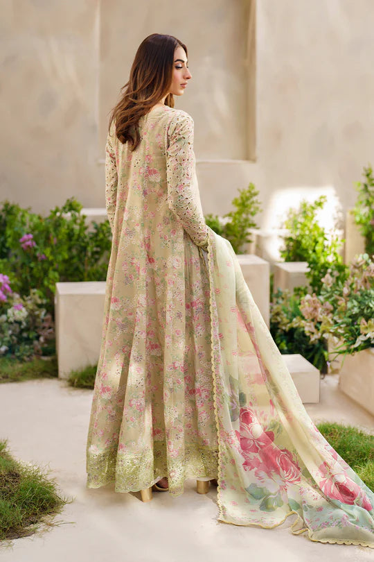 3 Piece Embroidered Printed Lawn Suit with Chiffon Dupatta - Unstitched