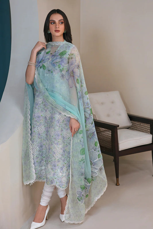 3 Piece Embroidered Lawn Suit with Chiffon Dupatta - Unstitched