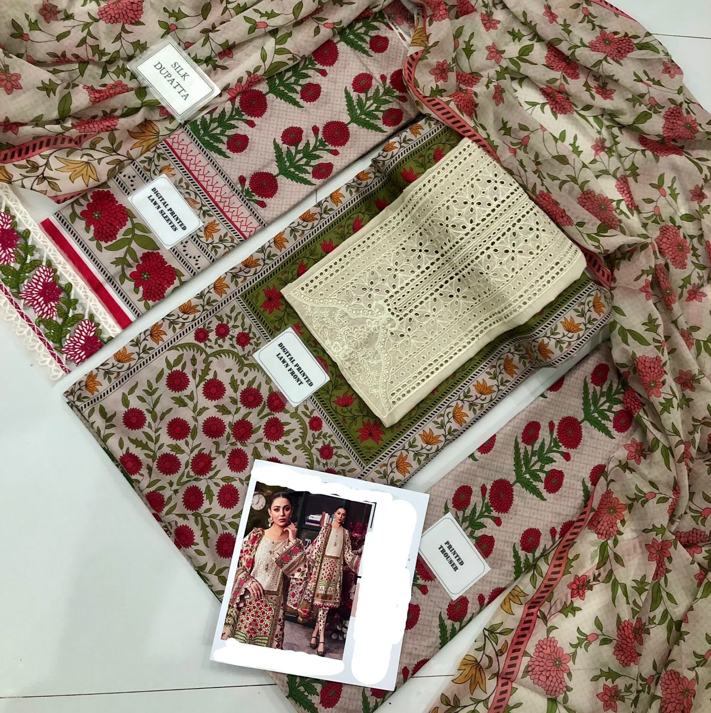 3 Piece Heavy Embroidery and Digital Printed Lawn Suit With Silk Dupatta - Unstitched