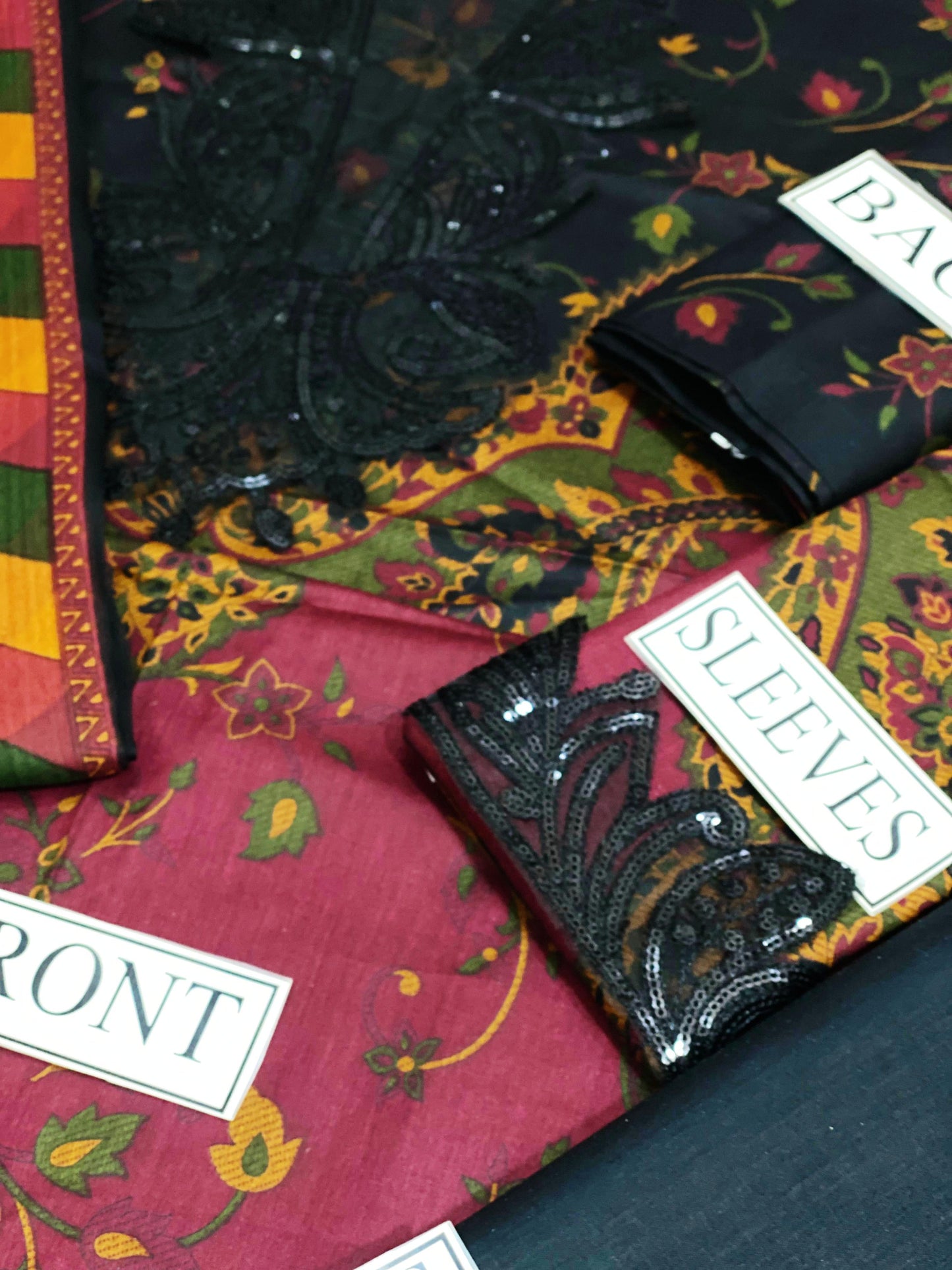 3 Pc Printed Lawn Suit with Embroidered Work & Chiffon Dupatta - Unstitched