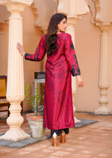 3 Pc Digital Printed Silk Suit with Embroidery Gala & Stonework - Unstitched