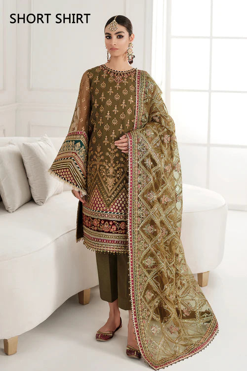 3 Piece Chiffon Fully Heavy Embroidered Spangle Work Suit - Unstitched