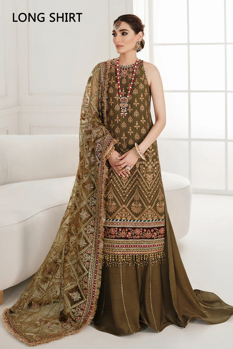 3 Piece Chiffon Fully Heavy Embroidered Spangle Work Suit - Unstitched