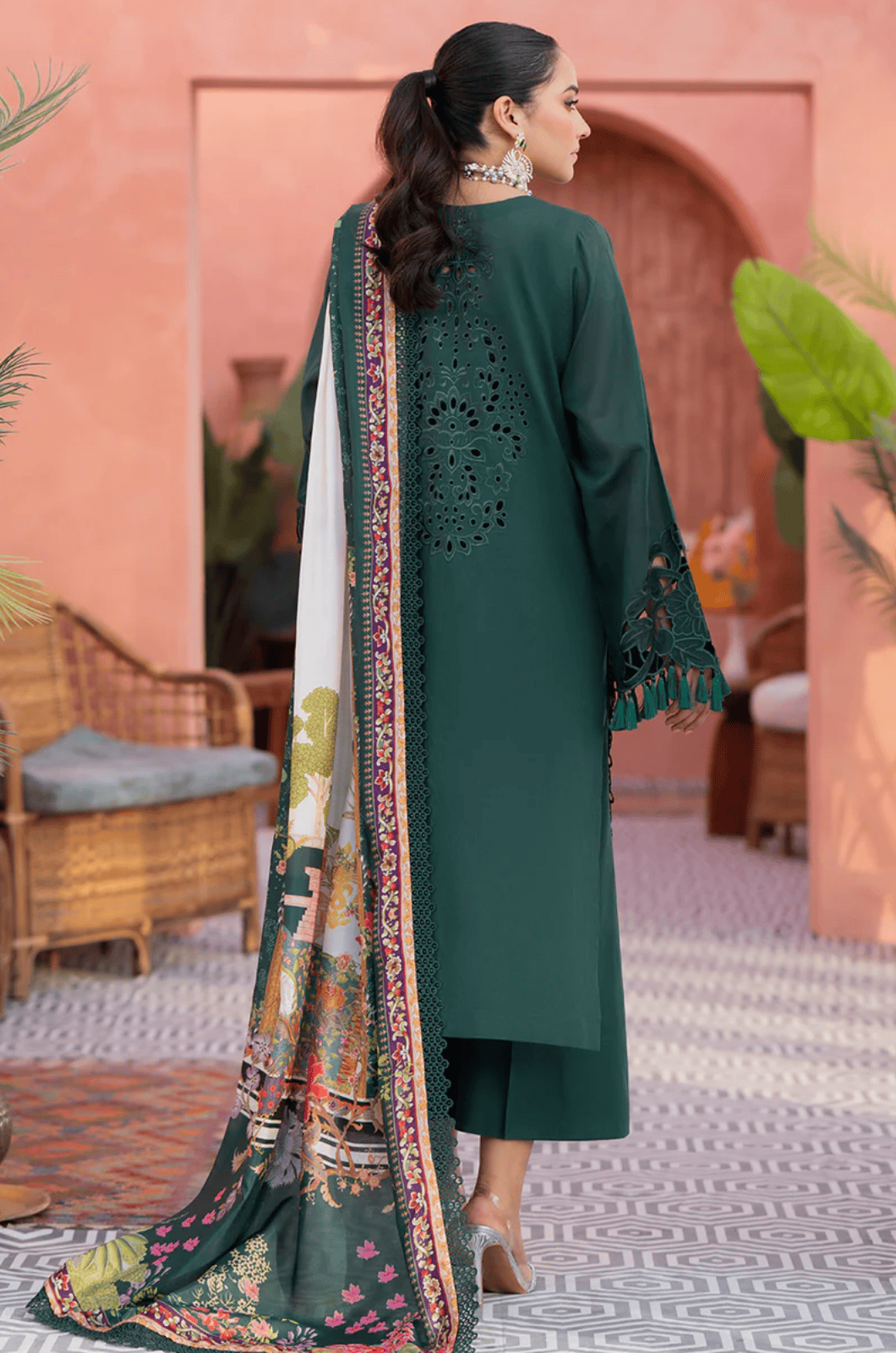 LAWN SHIRT WITH SILK DUPATTA AND CAMBRIC TROUSER - Unstitched