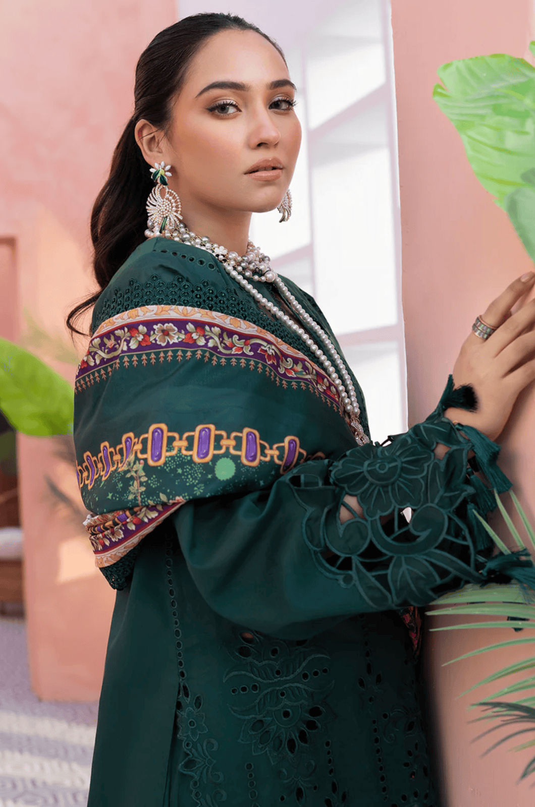 LAWN SHIRT WITH SILK DUPATTA AND CAMBRIC TROUSER - Unstitched