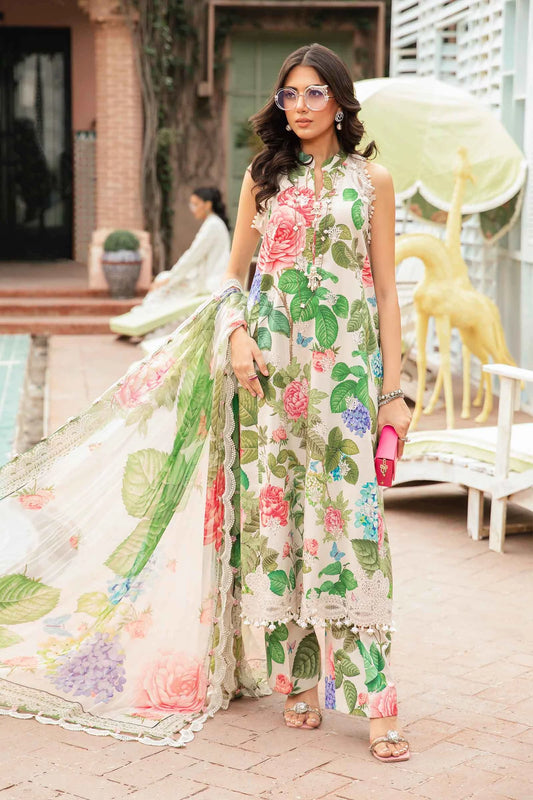 3 Piece Embroidered Lawn Suit with Chiffon Dupatta - Unstitched