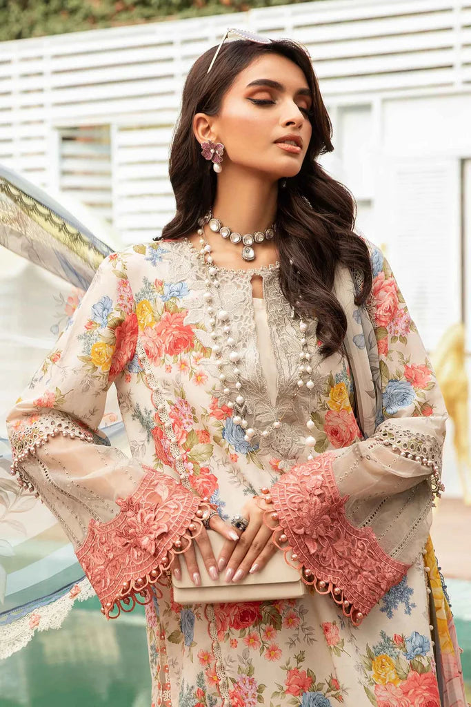 3 Piece Embroidered Lawn Suit with Chiffon Dupatta - Unstitched