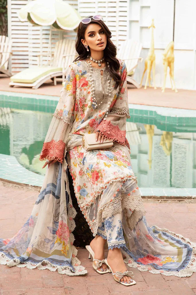 3 Piece Embroidered Lawn Suit with Chiffon Dupatta - Unstitched