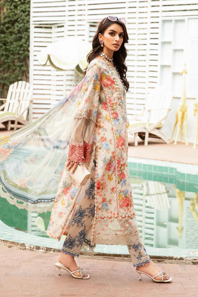 3 Piece Embroidered Lawn Suit with Chiffon Dupatta - Unstitched