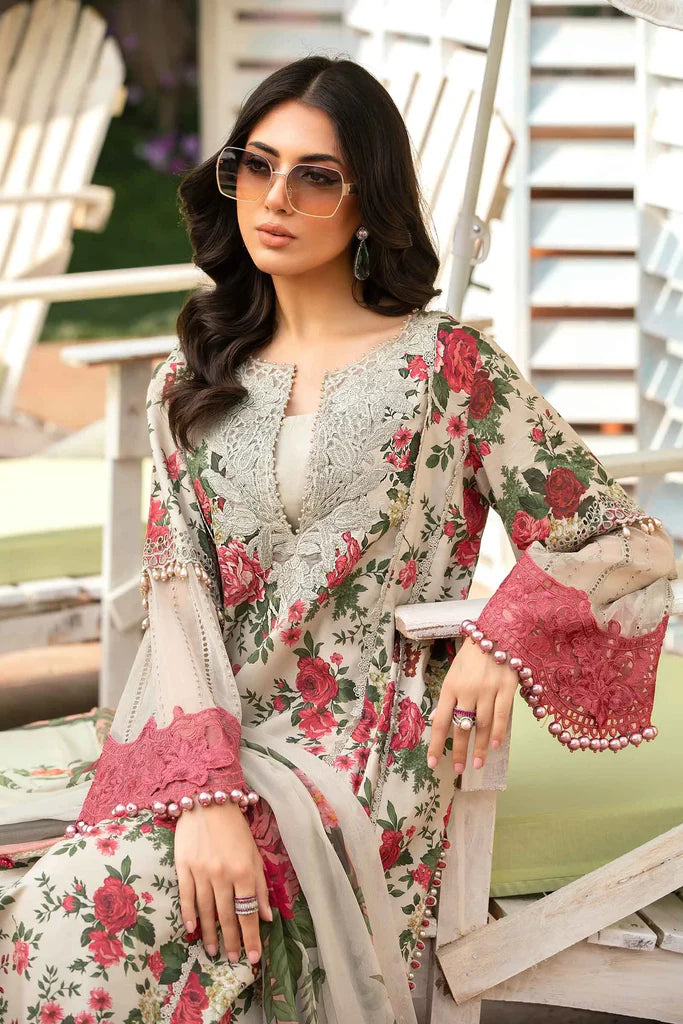 3 Piece Embroidered Lawn Suit with Chiffon Dupatta - Unstitched