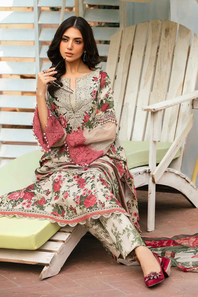 3 Piece Embroidered Lawn Suit with Chiffon Dupatta - Unstitched