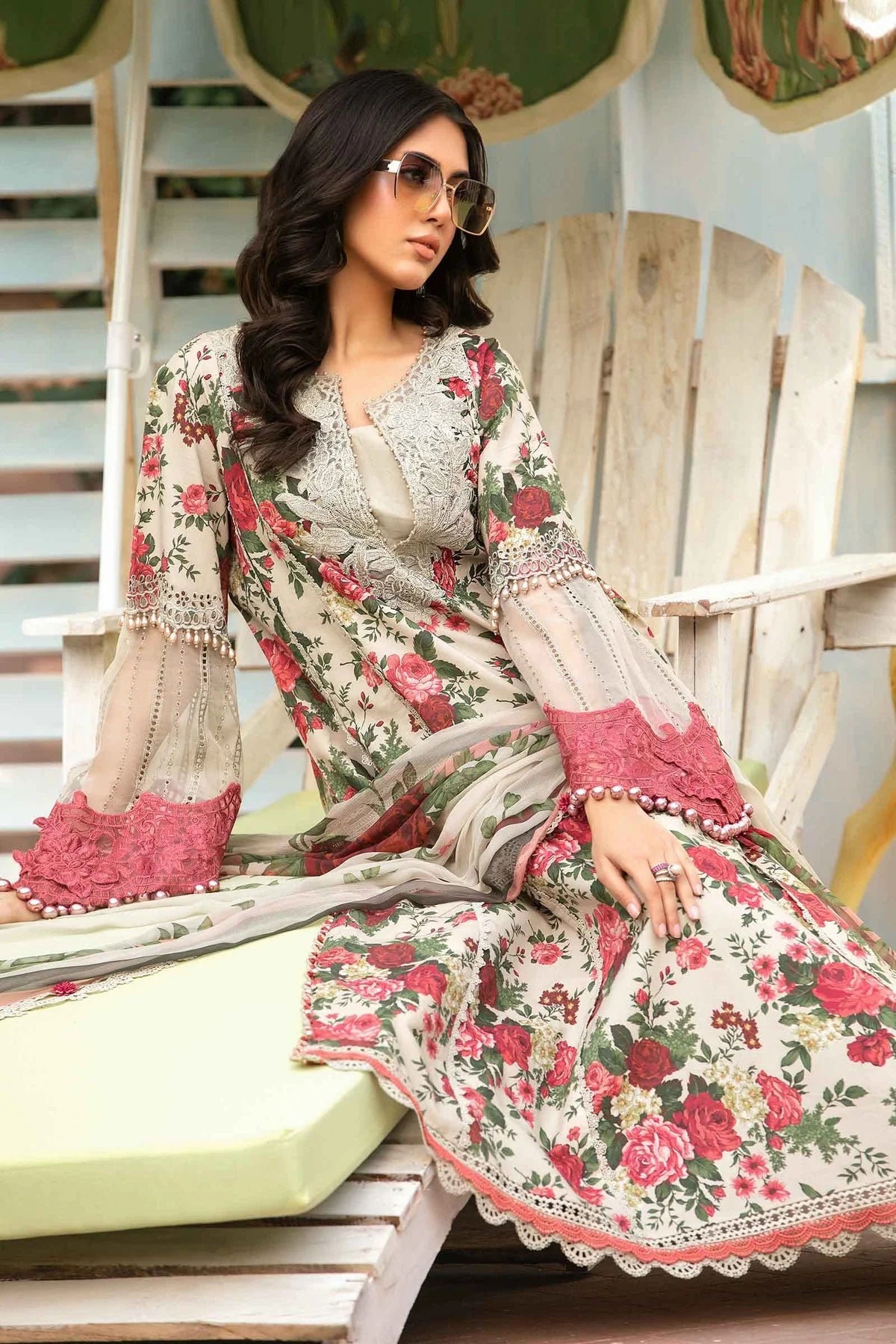 3 Piece Embroidered Lawn Suit with Chiffon Dupatta - Unstitched