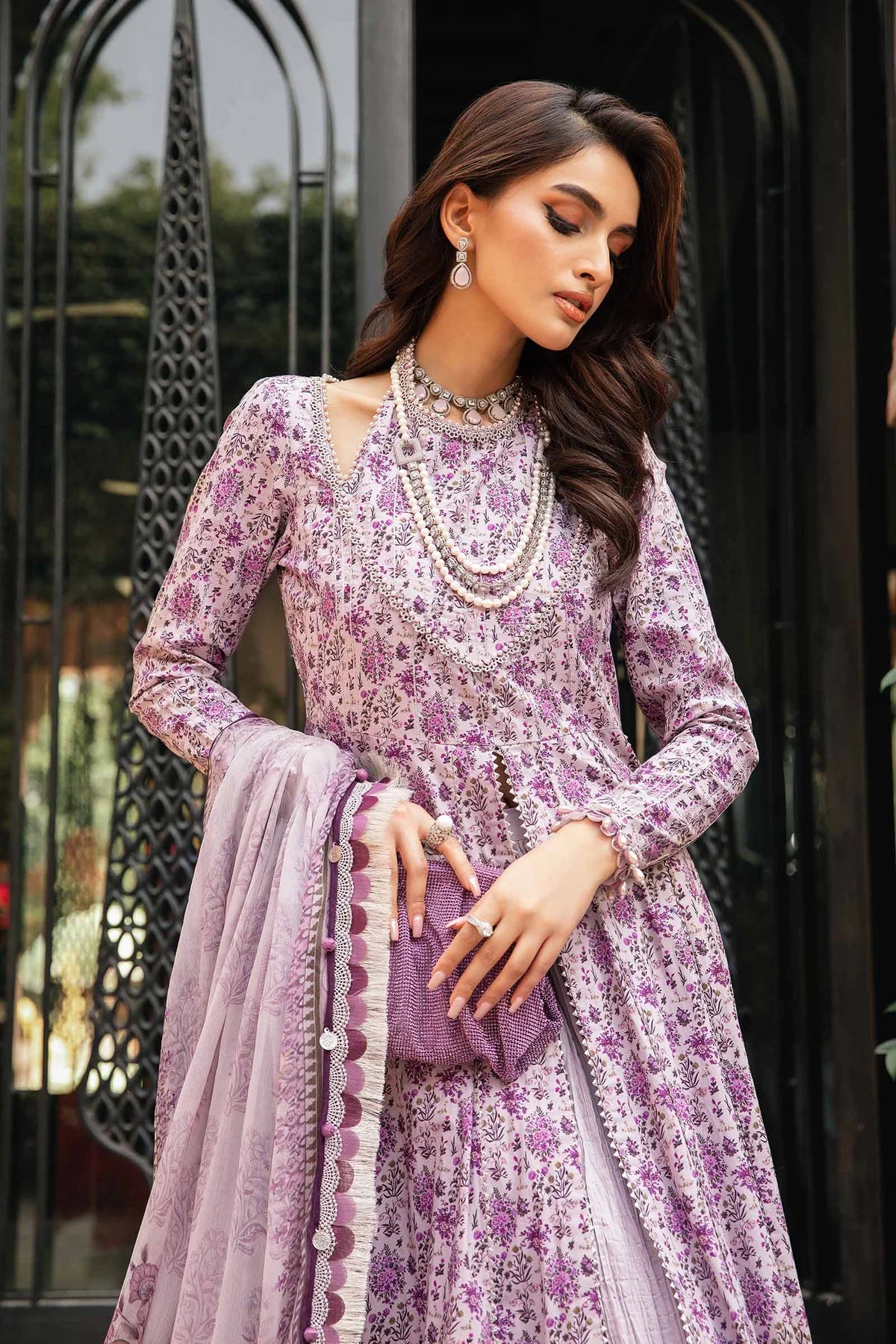 3 Piece Embroidered Lawn Suit with Chiffon Dupatta - Unstitched