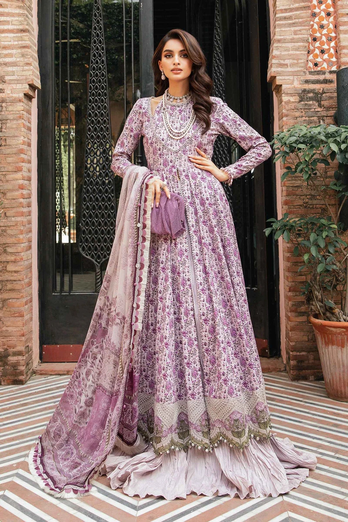 3 Piece Embroidered Lawn Suit with Chiffon Dupatta - Unstitched