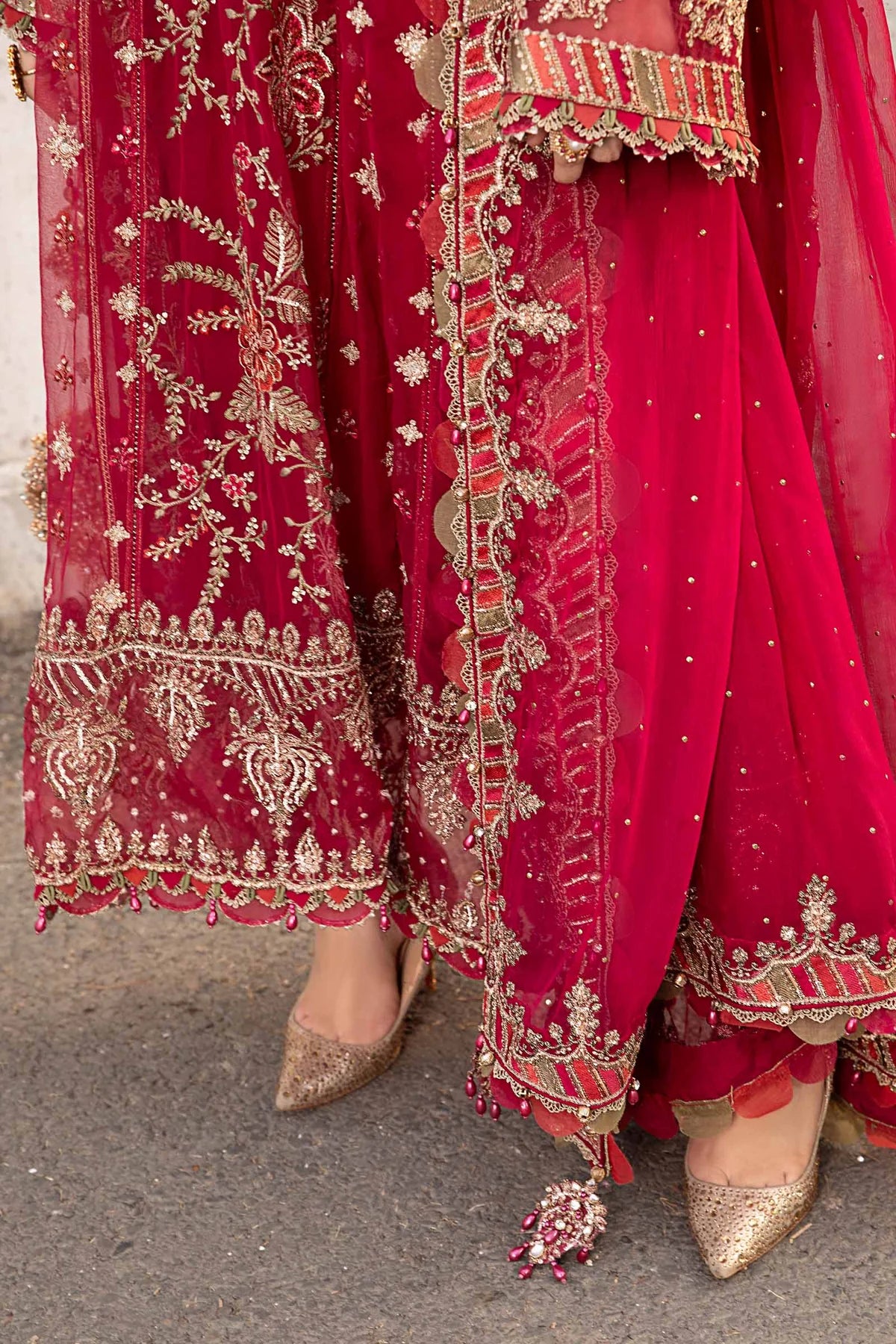 Chiffon Heavy Embroidered Spengle Work Wedding Suit - Unstitched