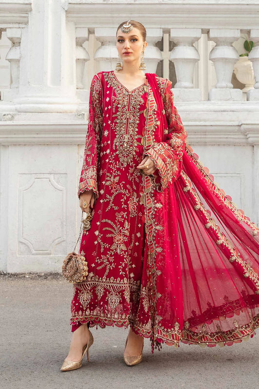 Chiffon Heavy Embroidered Spengle Work Wedding Suit - Unstitched