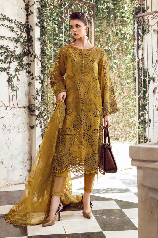 3 Piece Fully Heavy Embroidered Lawn Suit With Organza Dupatta - Unstitched