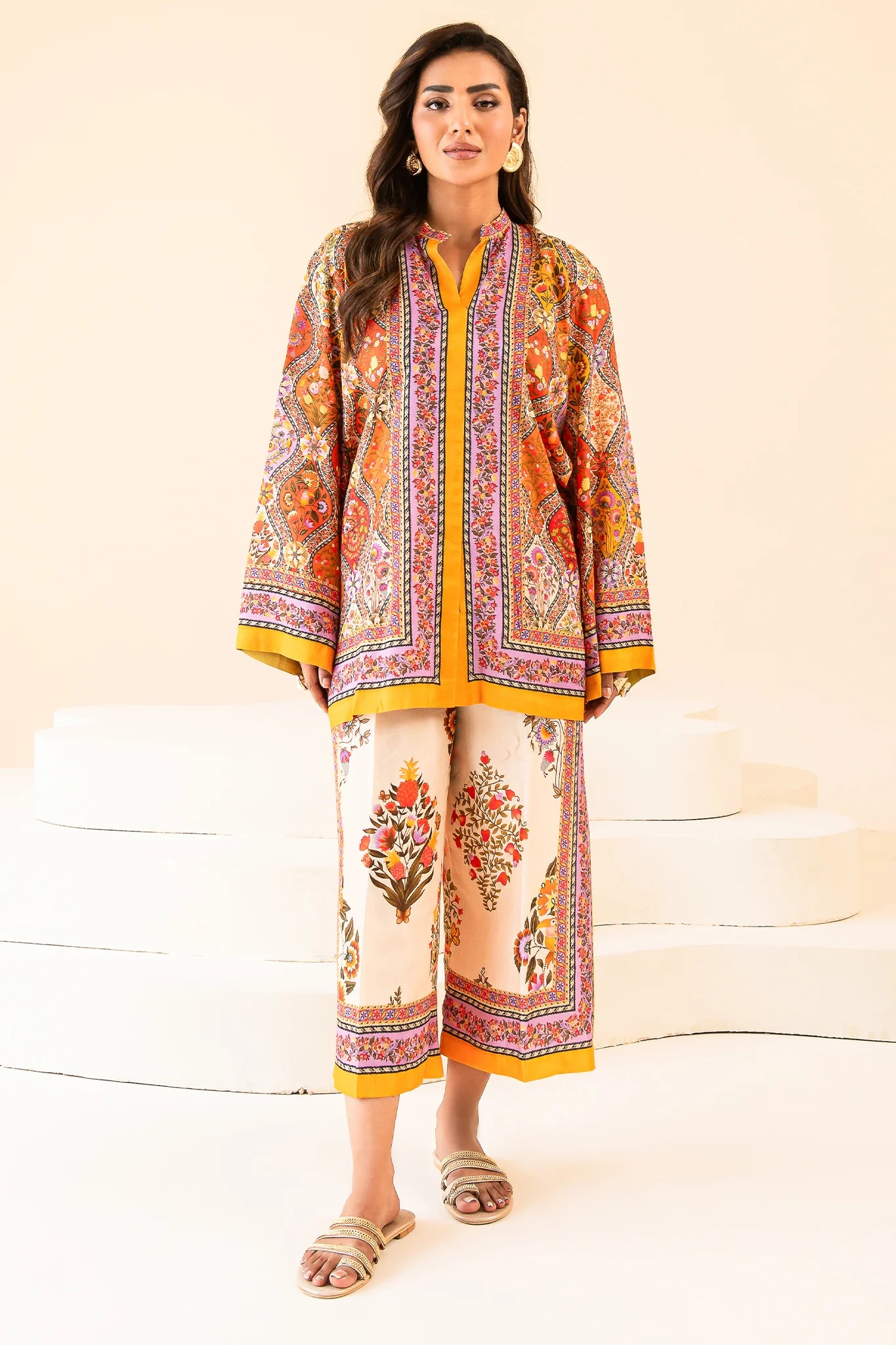 Floral Digital Printed Silk Suit - Unstitched