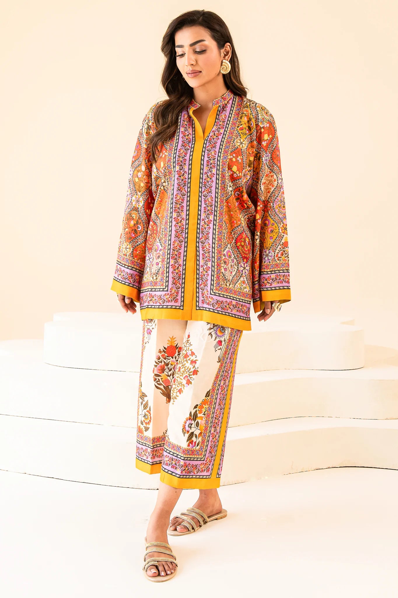 Floral Digital Printed Silk Suit - Unstitched