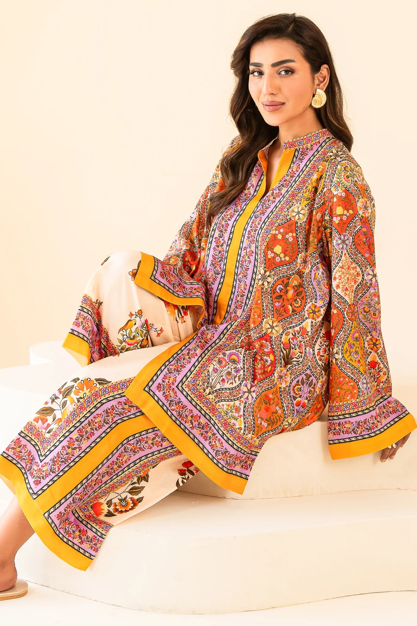 Floral Digital Printed Silk Suit - Unstitched