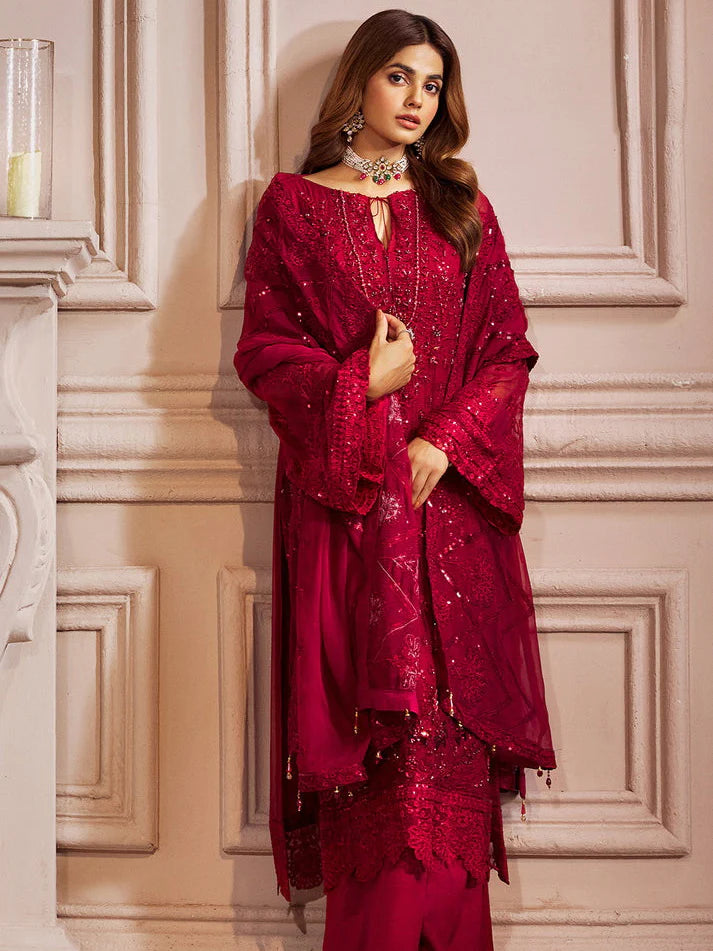 Heavy Embroidered Organza 3 pcs Unstitched Suit