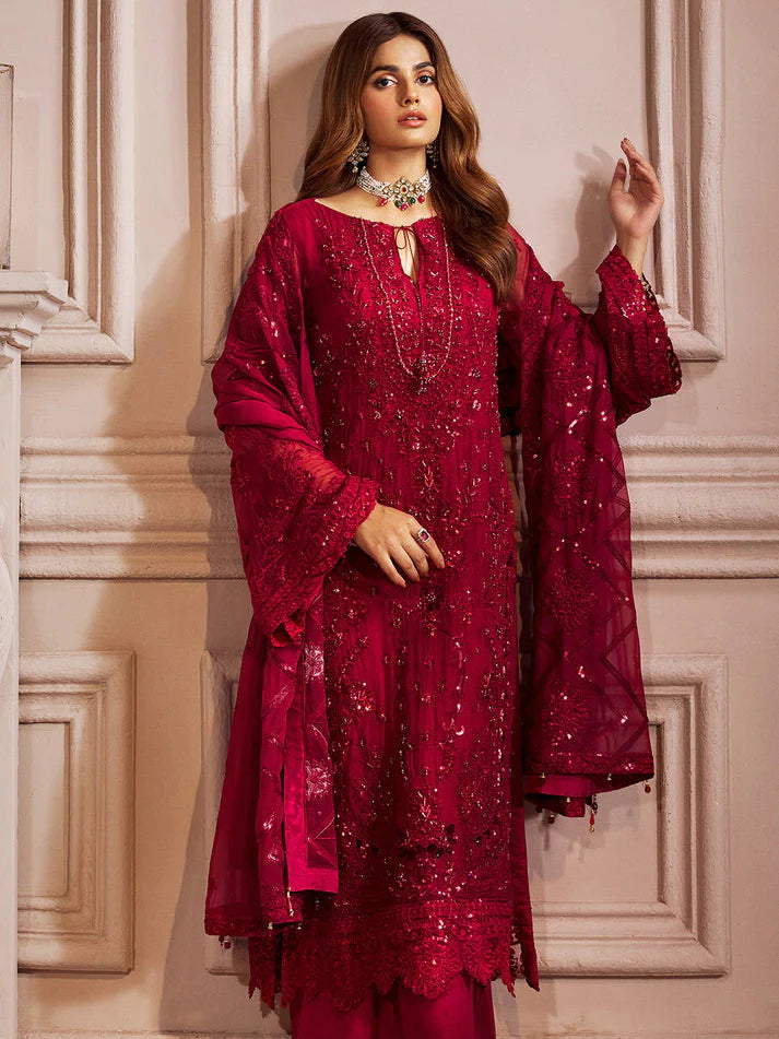 Heavy Embroidered Organza 3 pcs Unstitched Suit